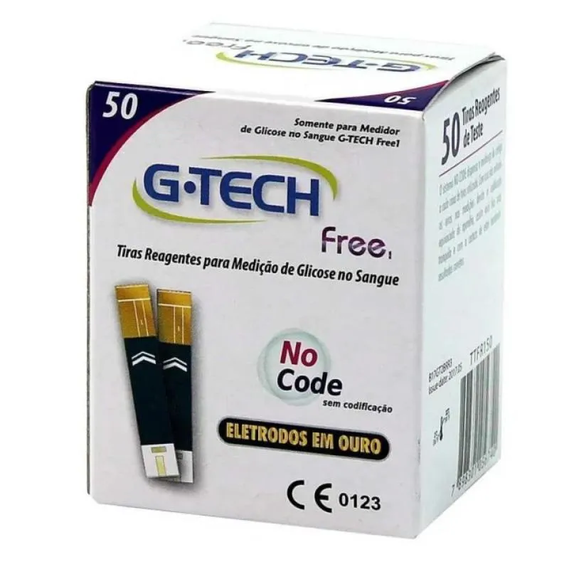 Tiras de Glicemia Glicose Medir Diabete G-tech Free 50un