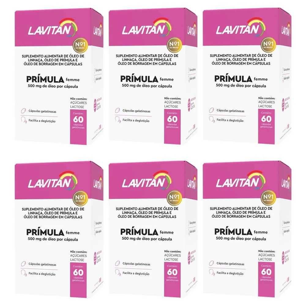 Kit 6 Lavitan Óleo de Prímula Femme 60Cps - Cimed
