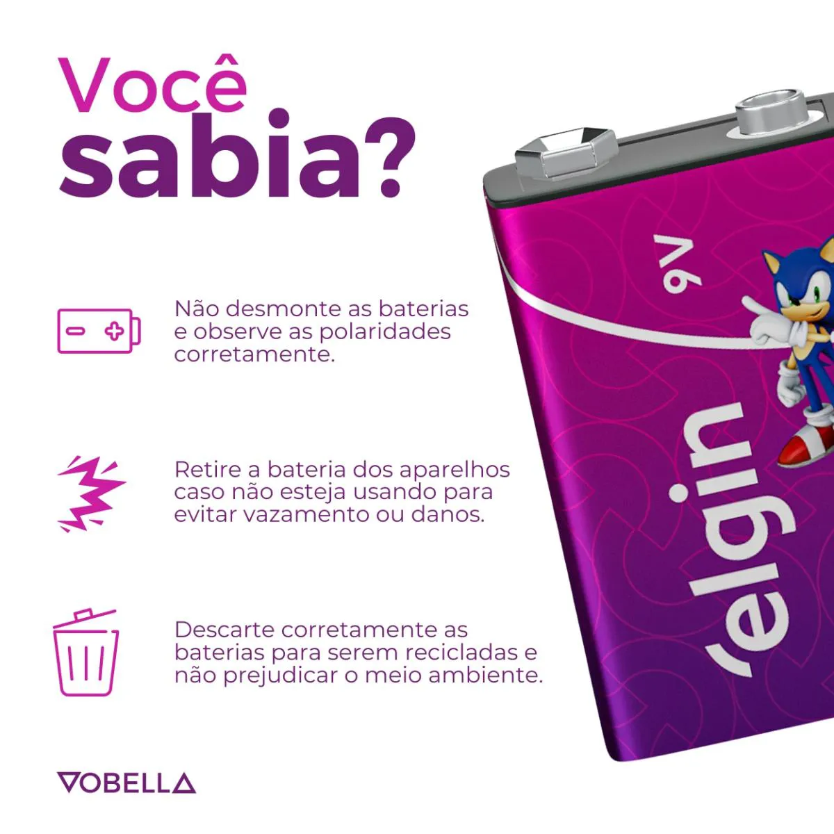 Bateria Recarregável 250mah 9v Sensor Controle Elgin