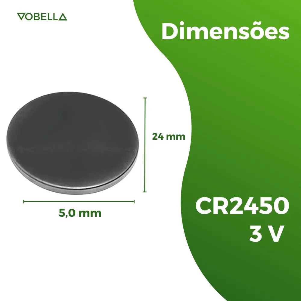 5 Baterias Pilha Moeda Cr2450 3V 1 Cartela Brinquedos Elgin