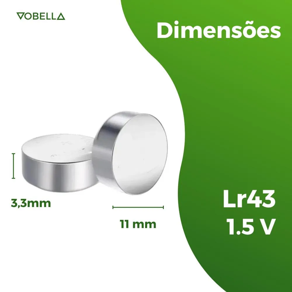 10 Baterias Pilha Botão Lr43 1,5V Ag12 1 Cartela Elgin