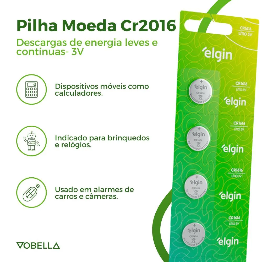 5 Baterias Pilha Moeda Cr1616 3V Controles Relógios Elgin