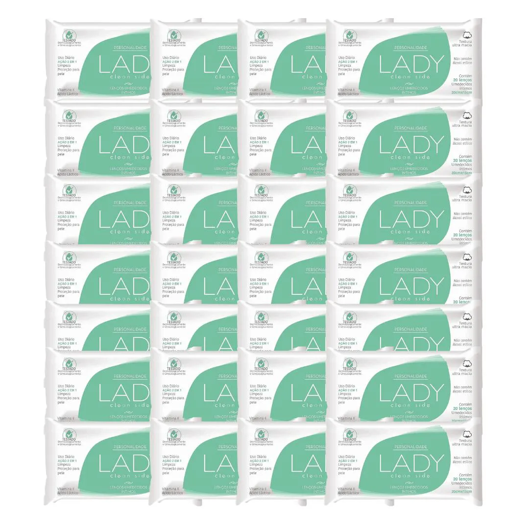 Kit com 24 Lenço Íntimos Clean Side com 20 Lenços – Lady