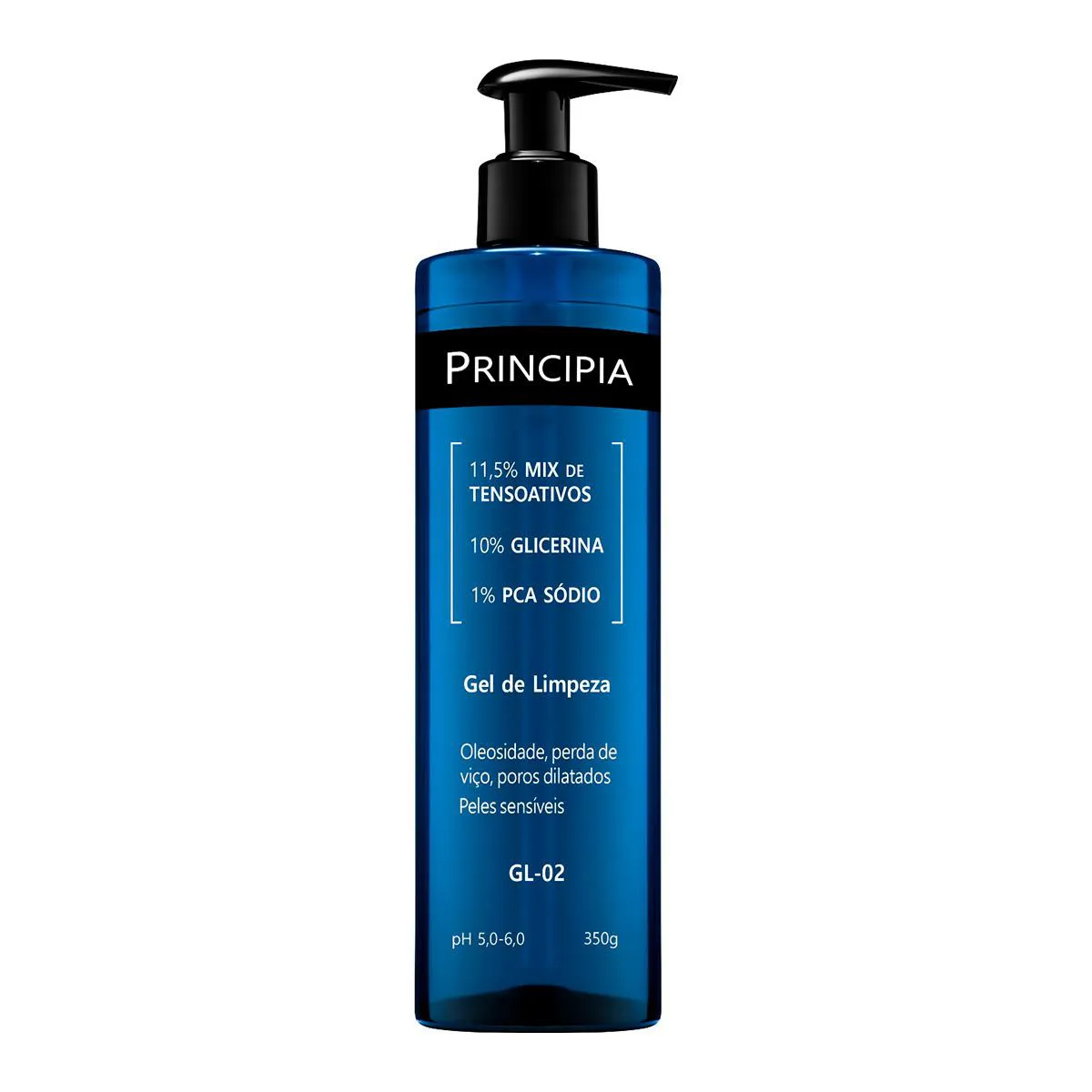 Kit Facial Principia Skincare Gel de Limpeza Suave GL-02 350ml + Protetor Solar PS-01 FPS 60 40ml + Sérum Anti-Idade Mix-02 30ml