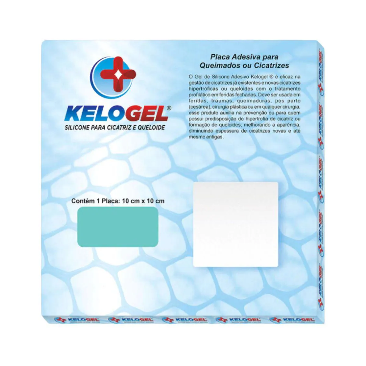 Placa de Silicone Queimados e Cicatriz 10x10cm Kelogel