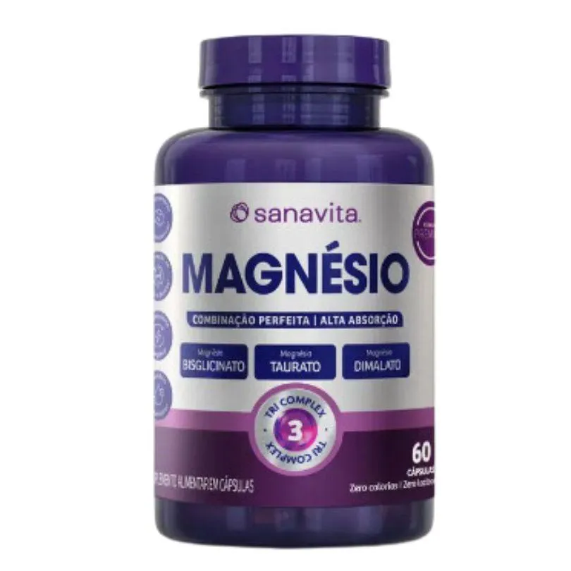 Magnésio Tri Complex - Bisgliciato + Taurato + Dimalato - Sanavita