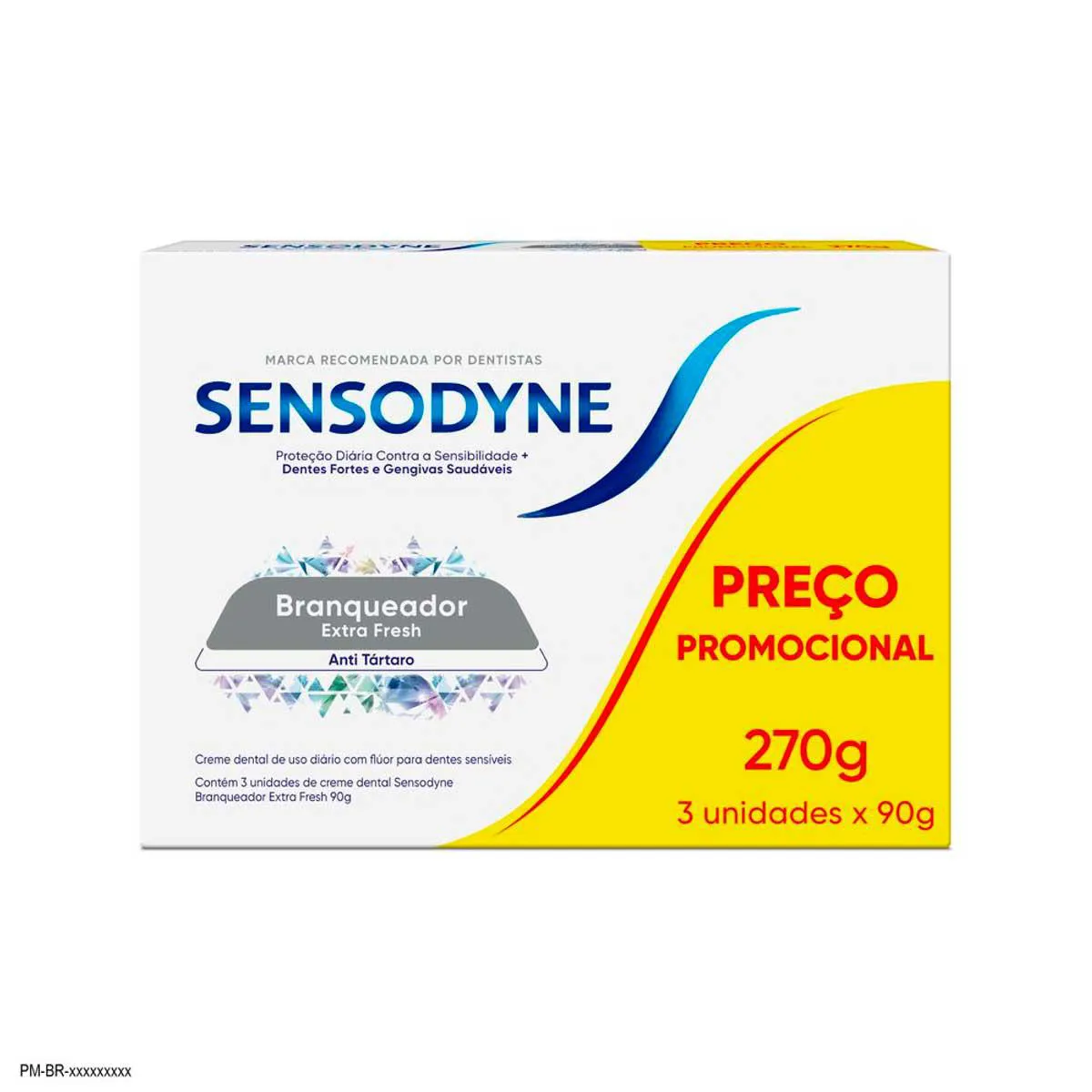 Creme Dental Sensodyne Branqueador Extra Fresh Antitártaro 90g 3 unidades