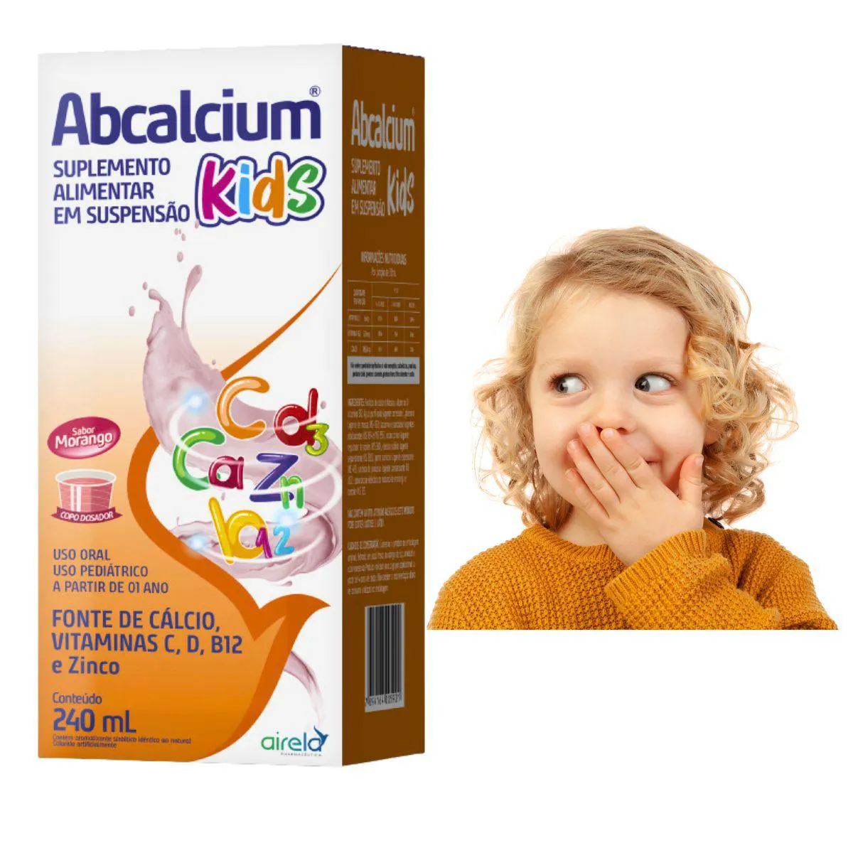 Abcalcium Kids 240 Ml Calcio B12 D e Zinco Crianças e Adultos