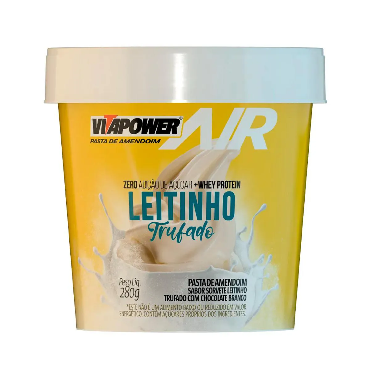 Pasta de Amendoim com Whey Protein Vitapower Air Leitinho Trufado com Chocolate Branco 280g