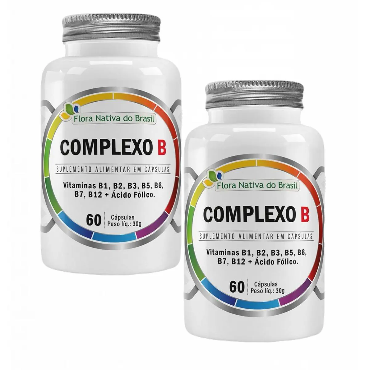 2x Complexo B 500mg + Biotina - 60 cápsulas - Flora Nativa