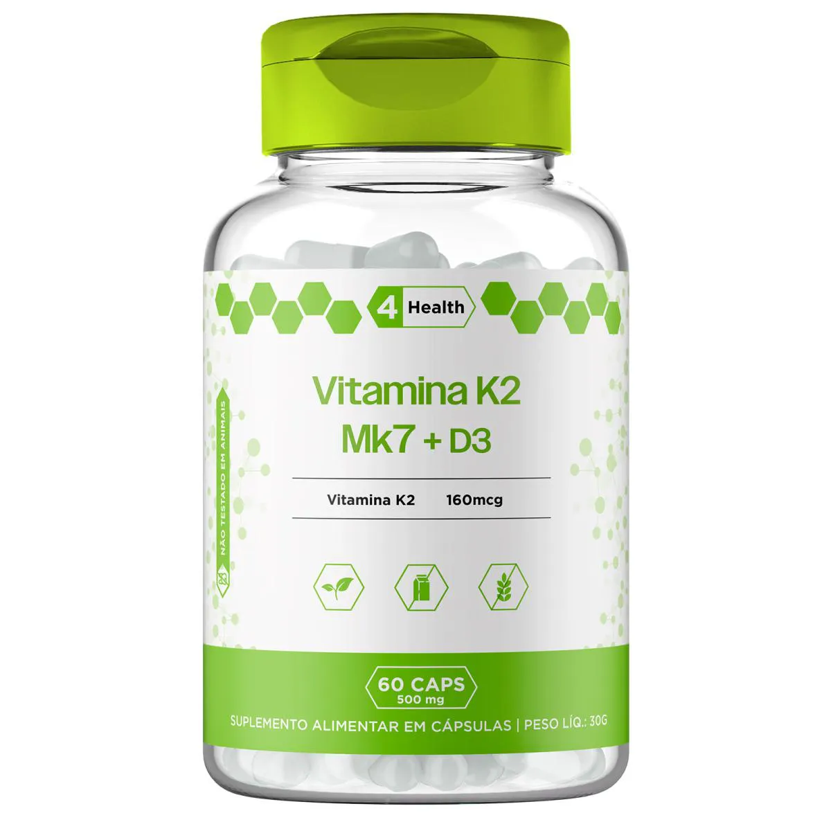 Vitamina K2 Mk7 160mcg + D3 2000ui - 4 Health