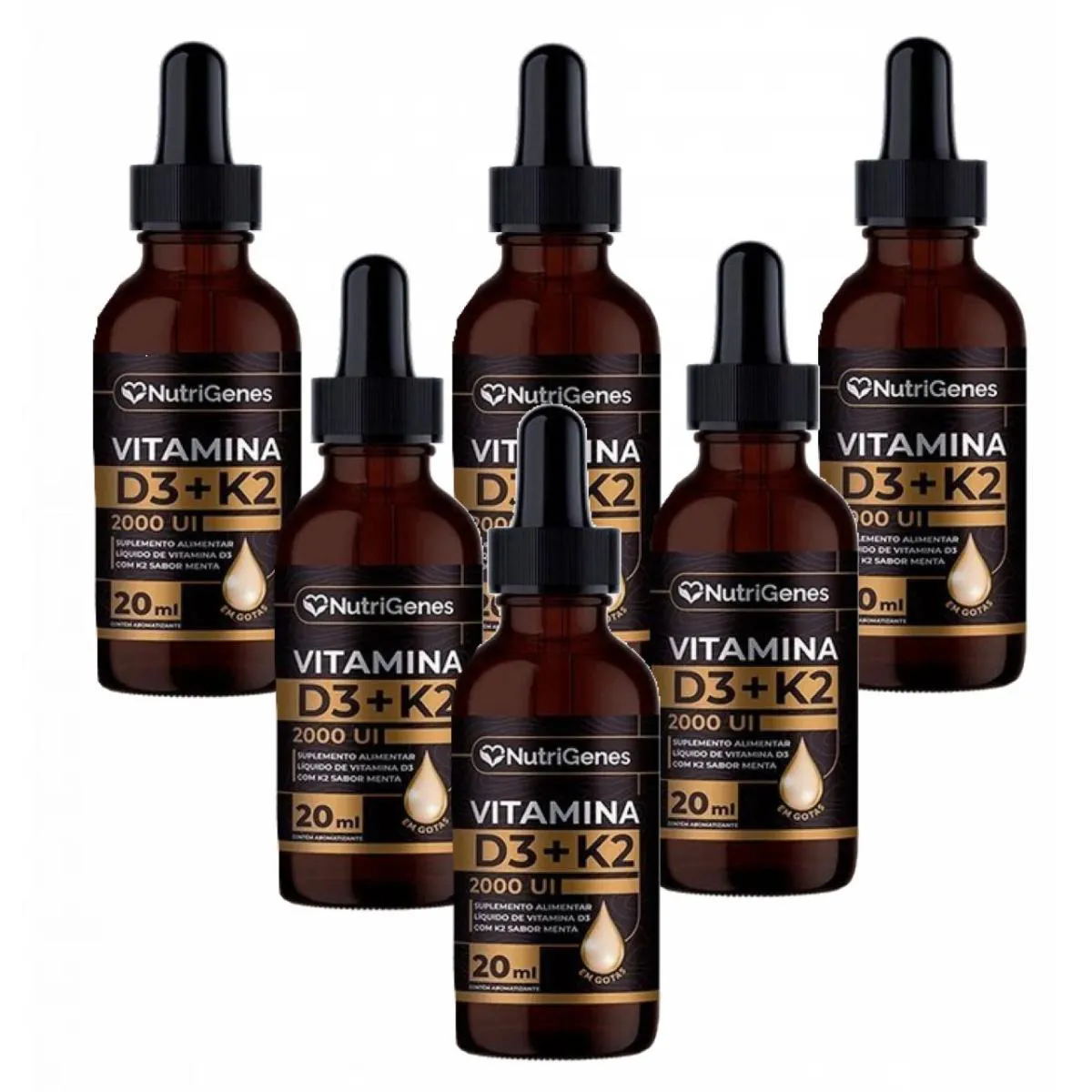 6x Vitamina D3 2000 Ui+ K2 Mk7 30mcg - Gotas - Nutrigenes