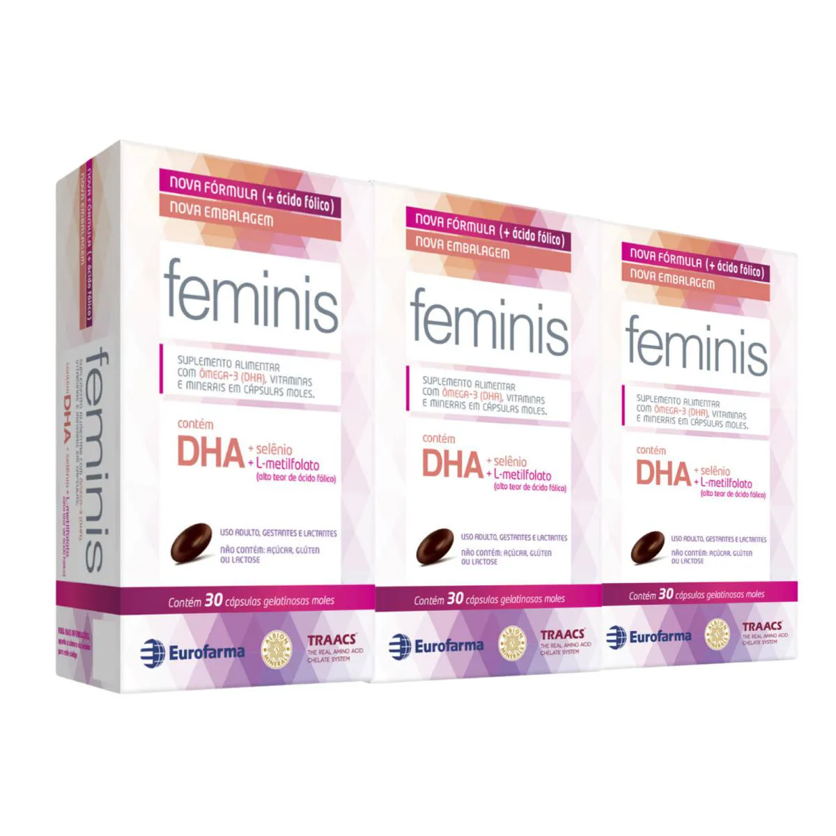 Kit C3 Suplemento Feminis Ácido Fólico - Eurofarma