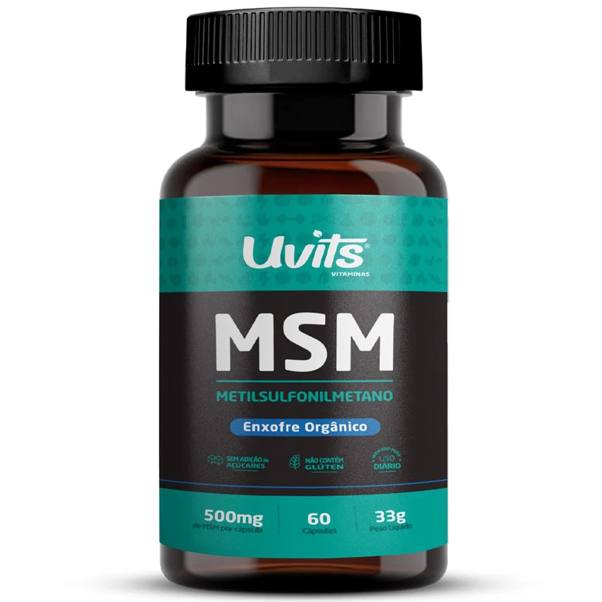 Msm Metil Sulfonil Metano 500mg 60 Cápsulas - Uvits Sem Sabor