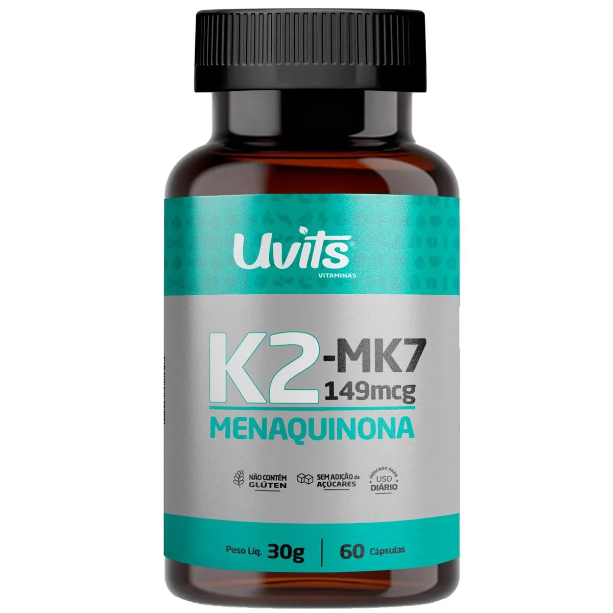 Vitamina K2 Mk7 149mcg 60 Cápsulas - Uvits Sem Sabor