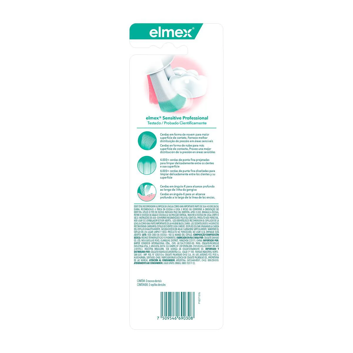 Kit Escova de Dente Elmex Sensitive Professional Ultra Macia Suave 2 unidades