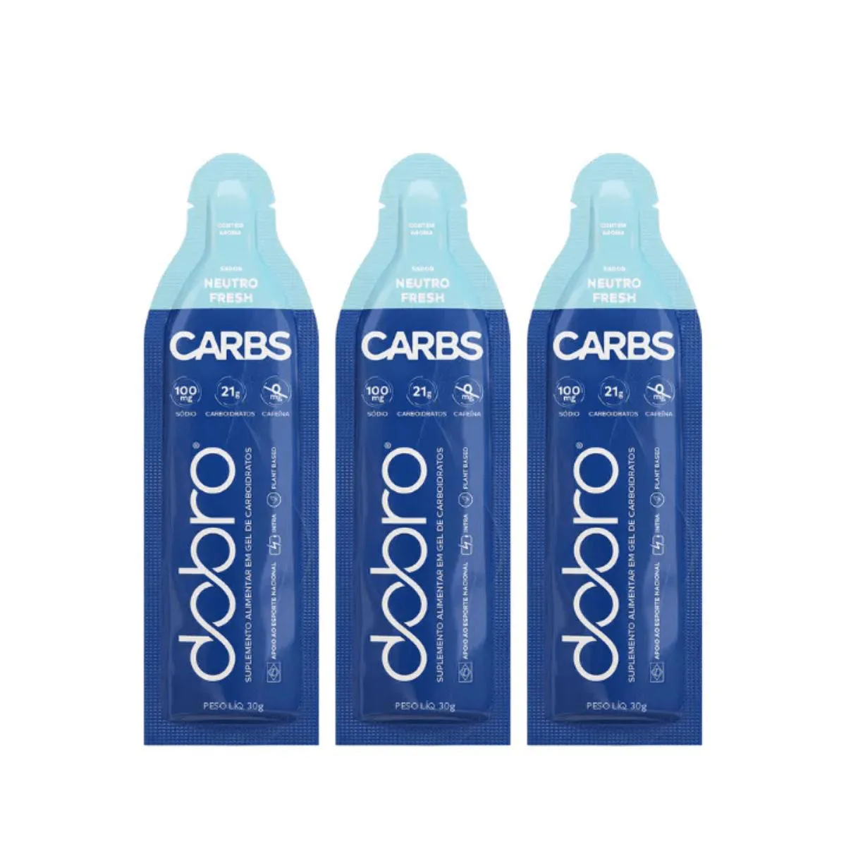 Carbs Gel 3 Sachês 30g Neutro Fresh Sem Cafeína Dobro Neutro S Cafeína