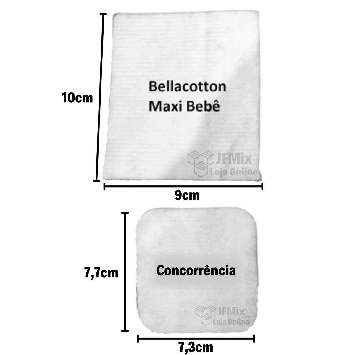 Algodão quadrado bebê bellacotton 600 unidades
