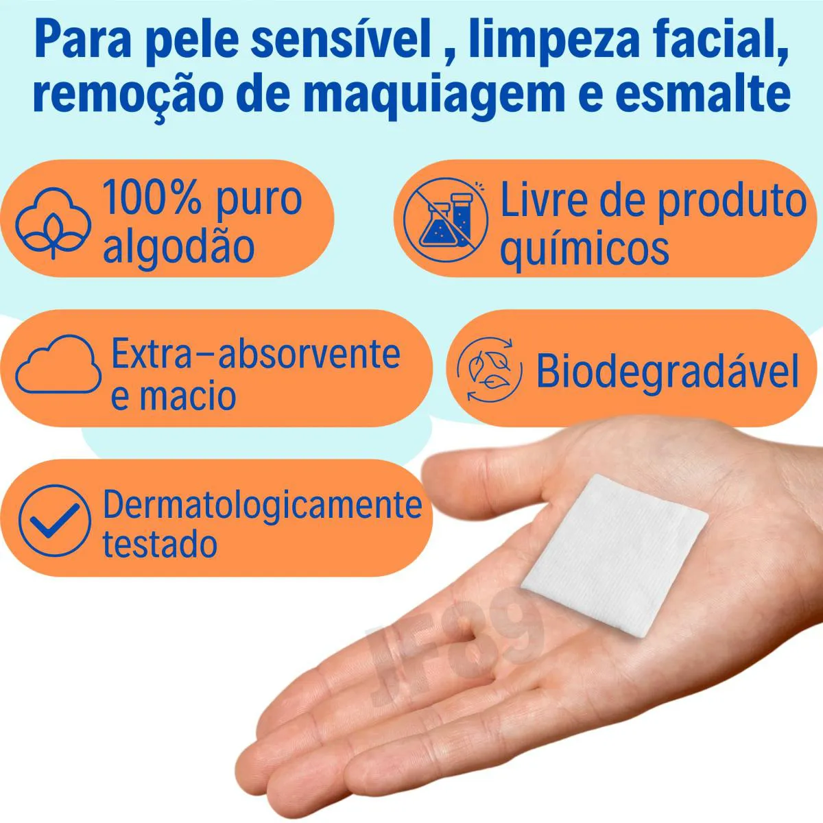 Algodão Prensado Quadrado Cremer Sem Perfume 500 Unidades
