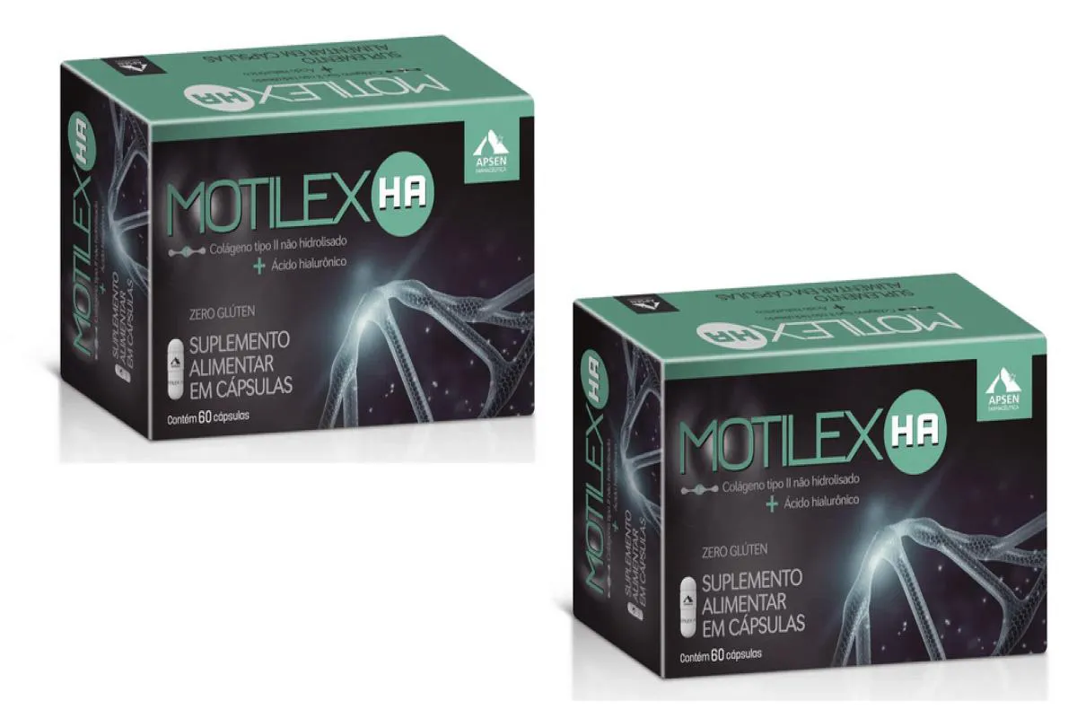 Motilex Ha Kit C/2 Caixas C/60 cápsulas - Colágeno Tipo 2 + Ácido Hialurônico Puro