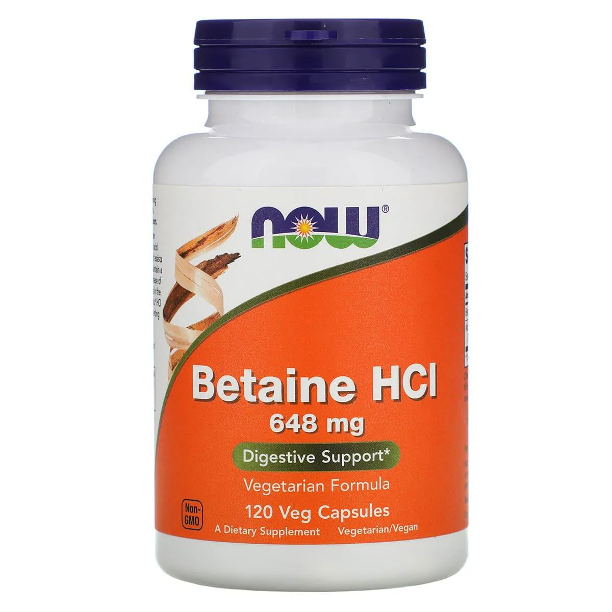 Betaina Hcl 648mg 120 Veg Capsulas - Now Foods