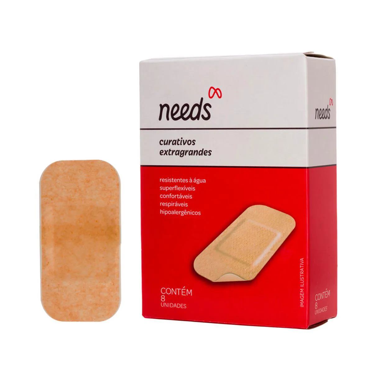 Curativo Extragrande Resistente à Água Needs 8 Unidades