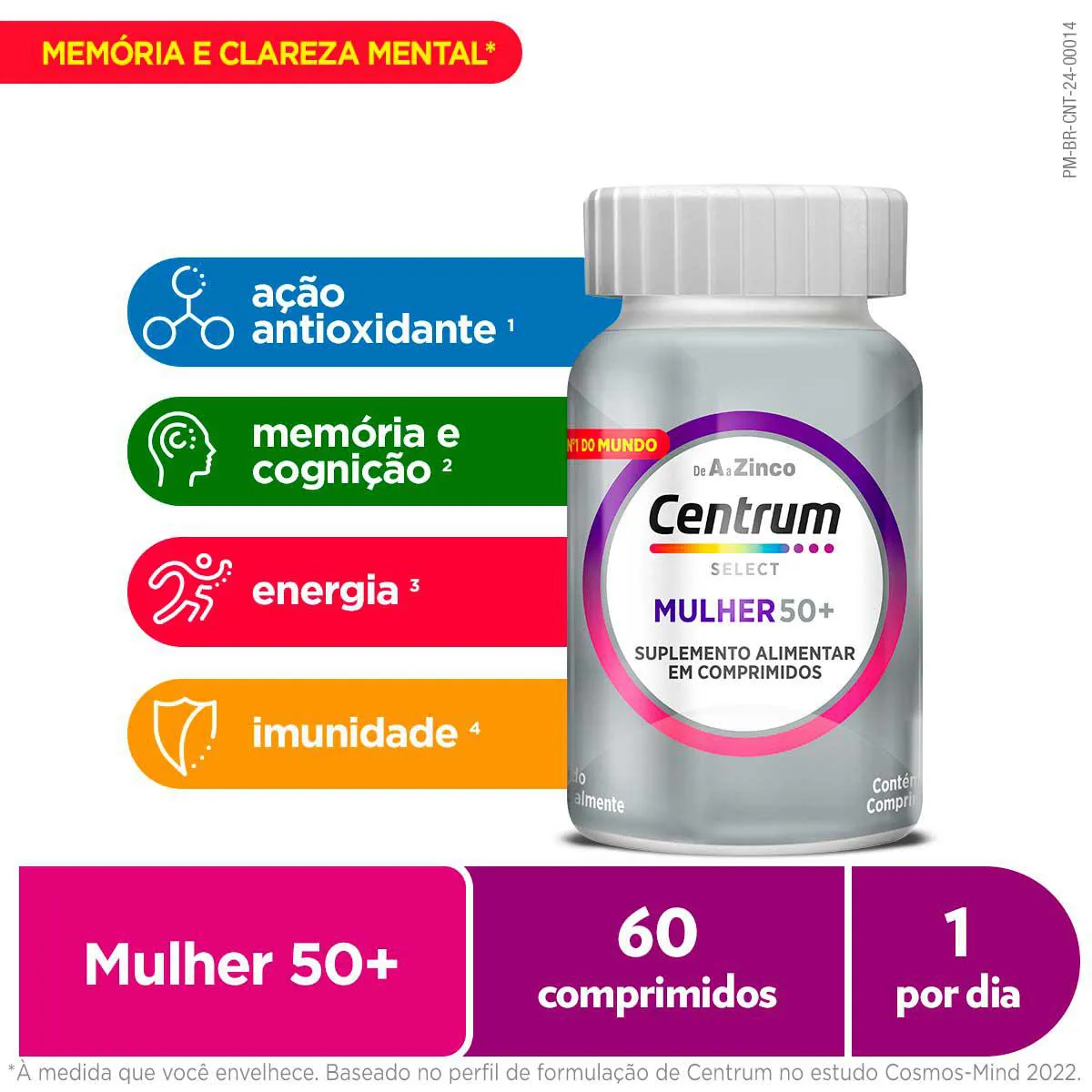 Kit Creme Fixador de Dentadura Ultra Corega Tripla Ação Sem Sabor 8,5g + Polivitamínico Centrum Select Mulher 50+ 60 comprimidos