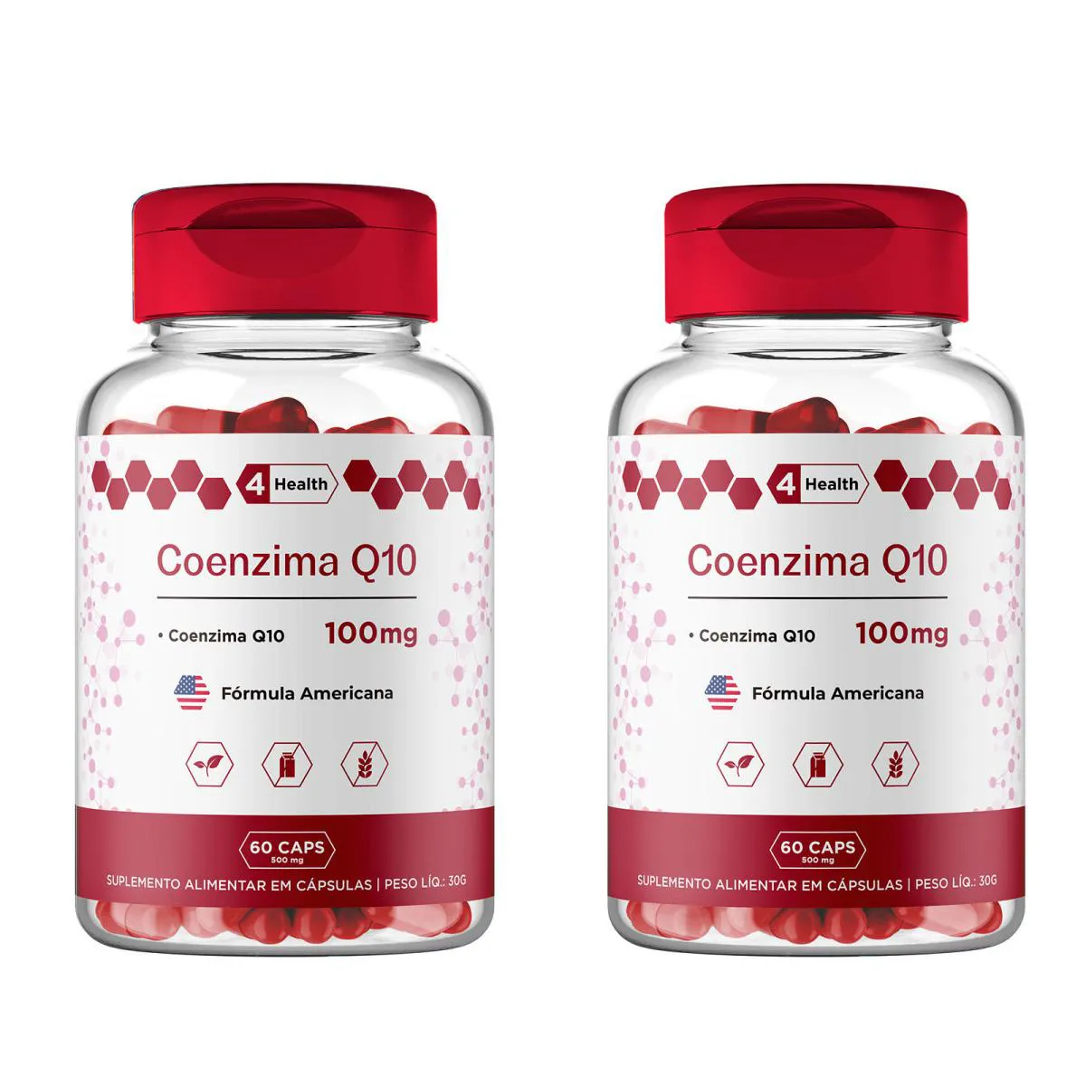 Coenzima Q10 100mg 60 Capsulas - 4 Health - 2 Potes