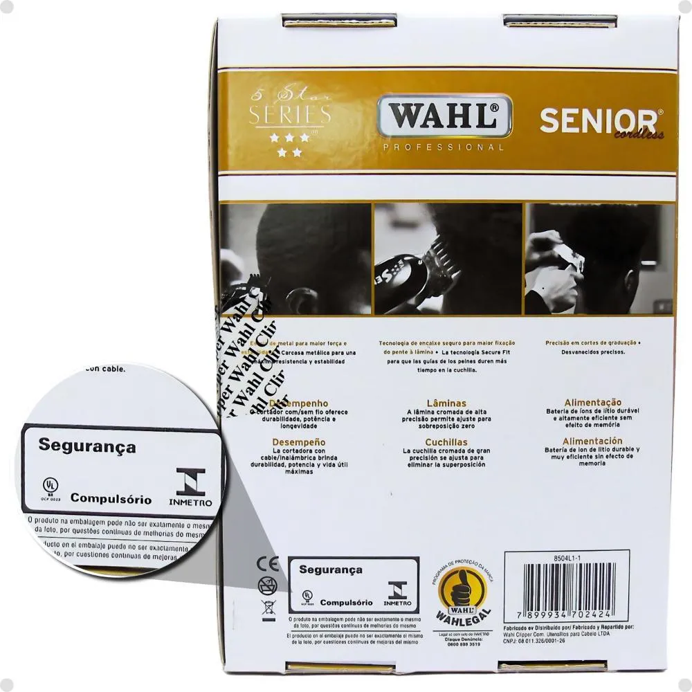 Máquina de Corte Recarregável Wahl Senior Cordless Bivolt