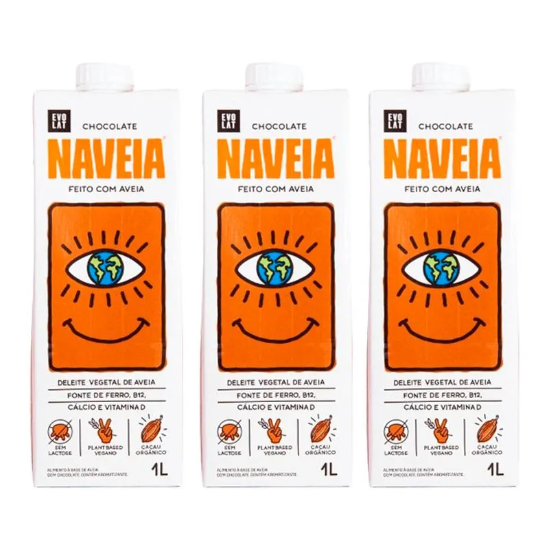 Kit 3x: Bebida Vegetal de Aveia Chocolate Naveia 1l