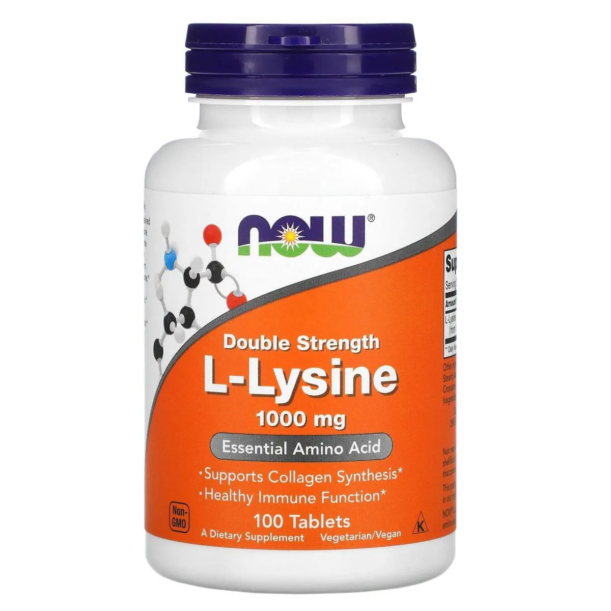 Lisina ( L-lysine ) Double Strength 1000mg 100 Tabletes - Now Foods