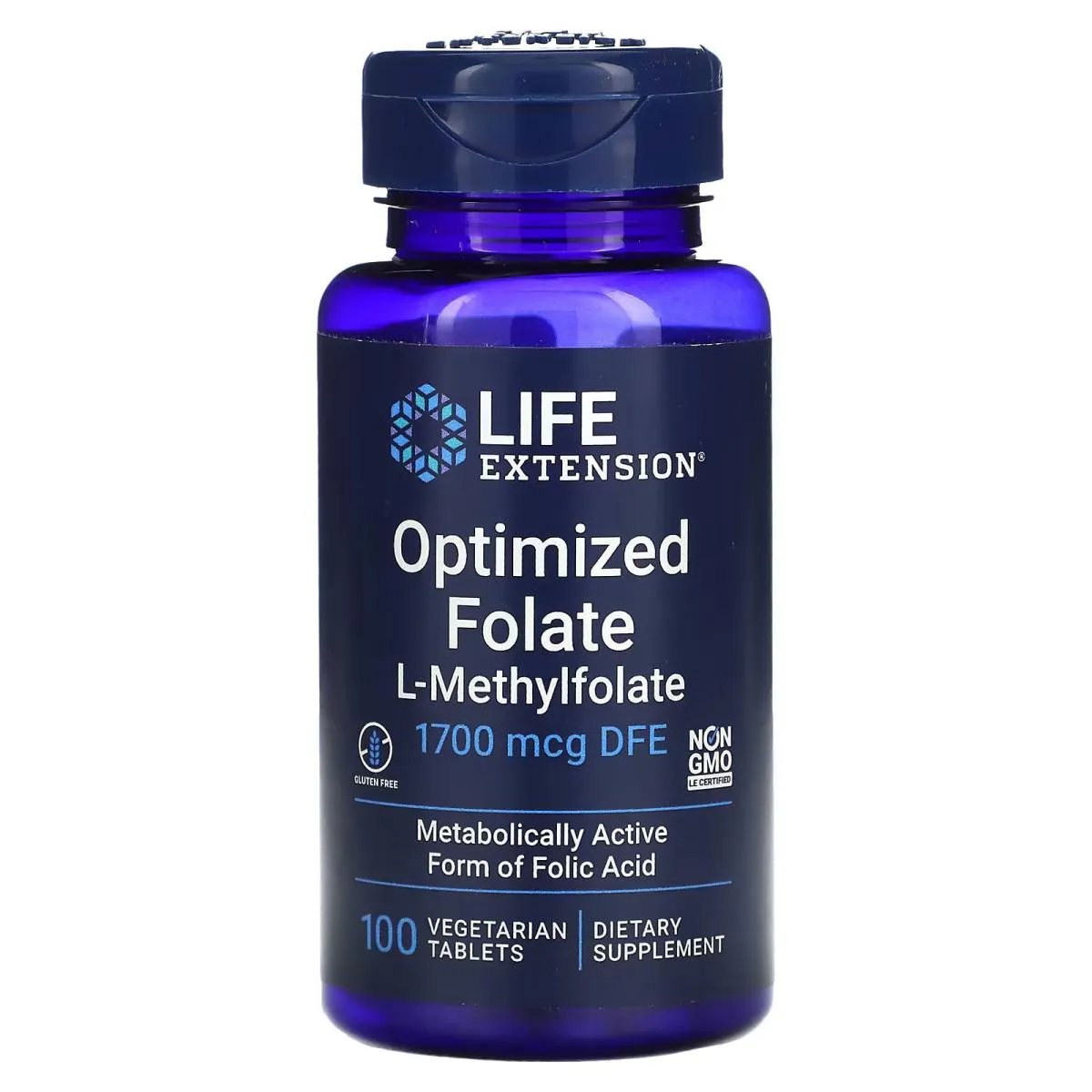 Metilfolato 1700mcg 100 Tabletes Veganos - Life Extension