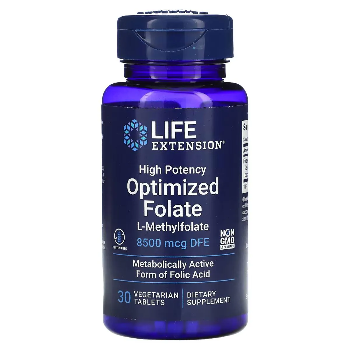 Metilfolato 8500mcg 30 Tabletes Veganas - Life Extension