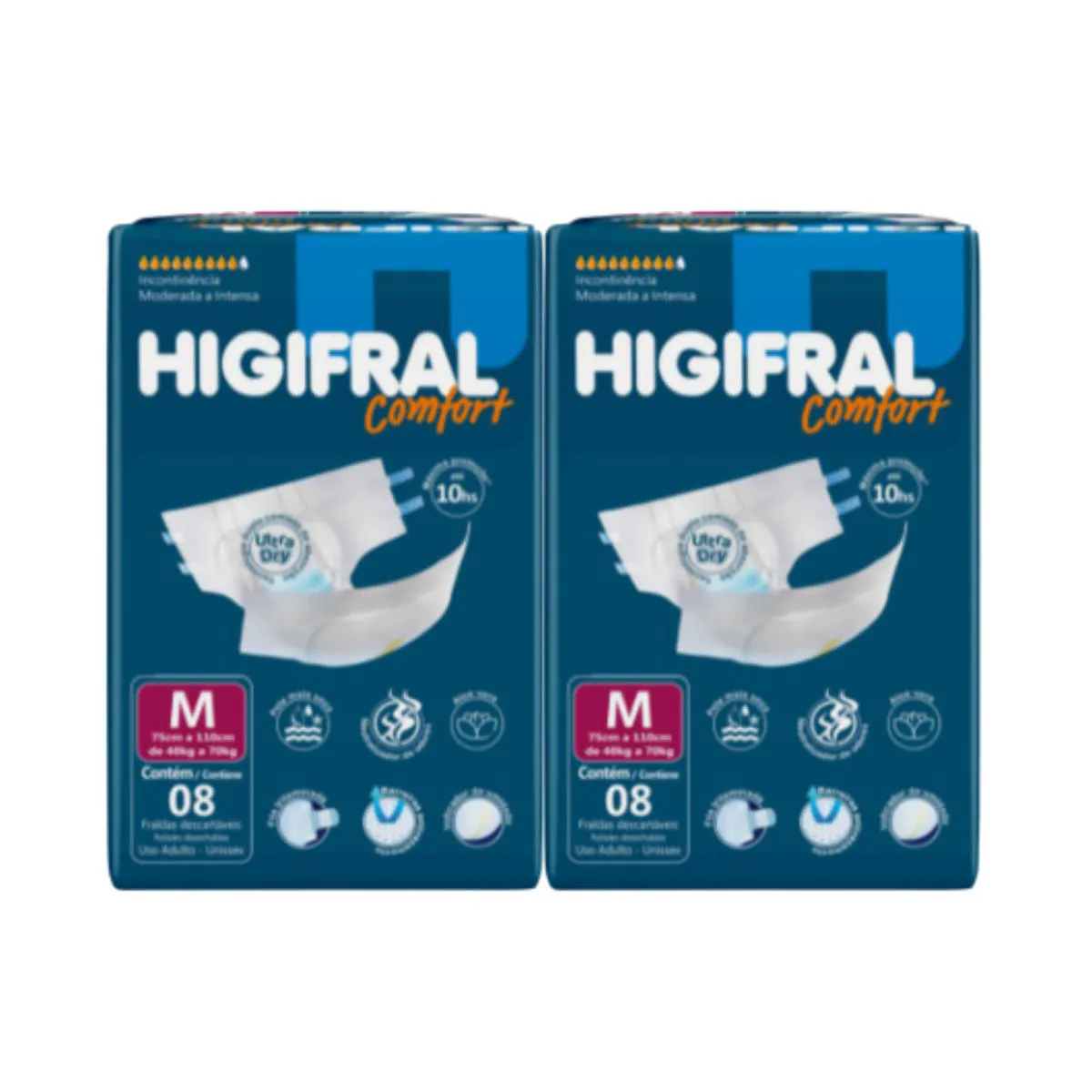 Kit C2 Fralda Adulto Comfort Tam M 10h Proteção - Higifral