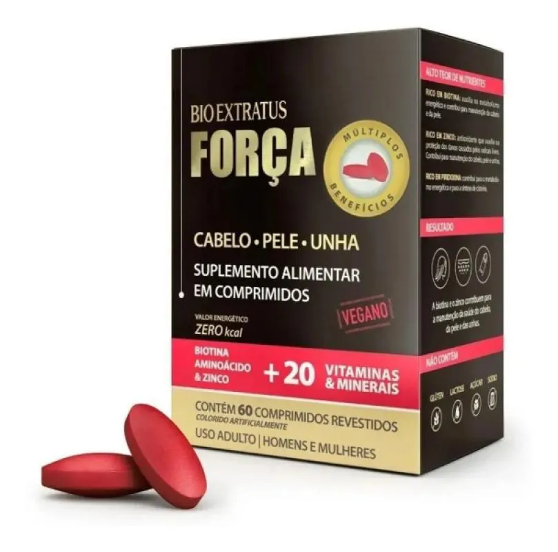 Suplemento Força 900Mg Cabelos Pele Unha Bio Extratus
