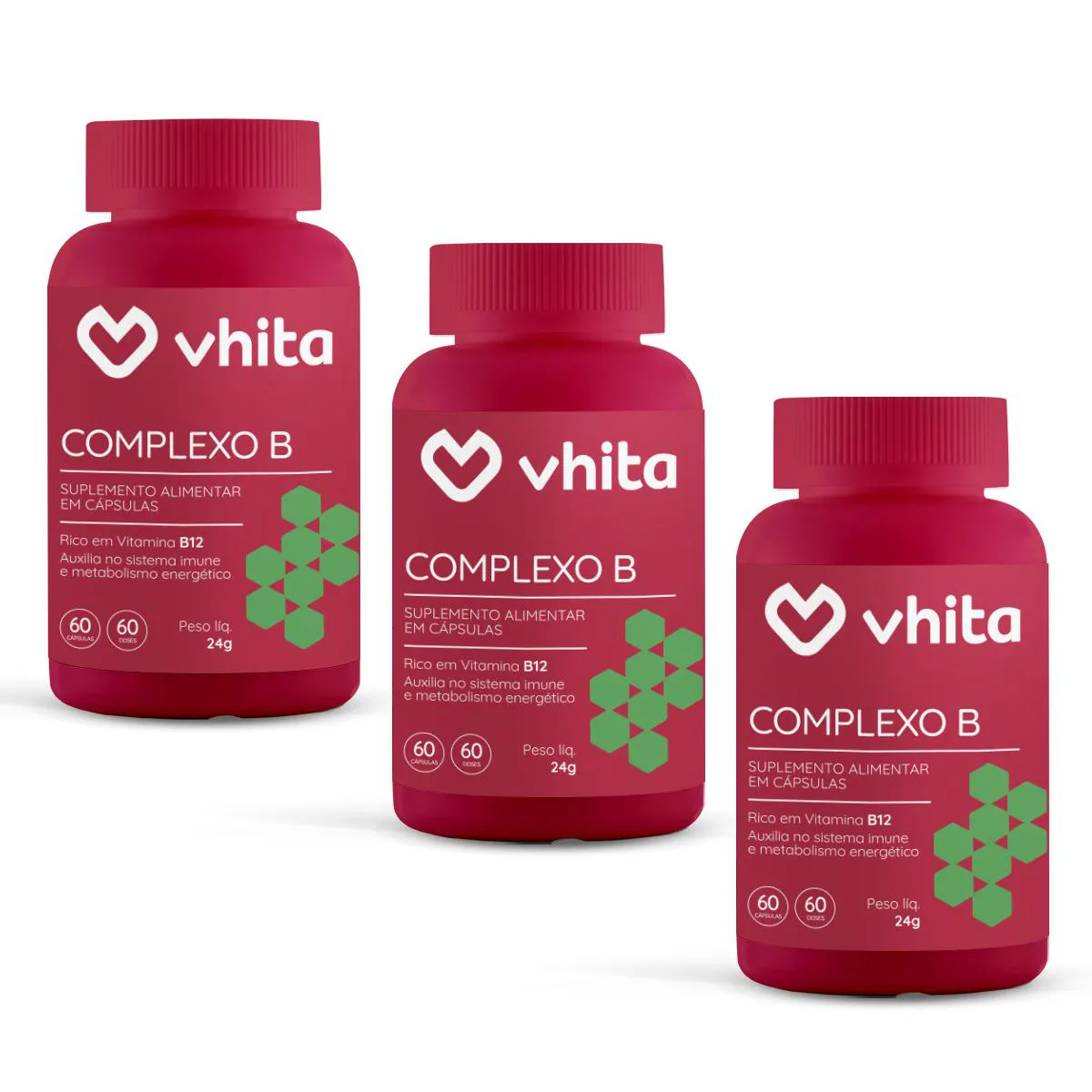 Vitamina B com Manganês para Apoiar o Metabolismo - Complexo B Vhita 3 Potes