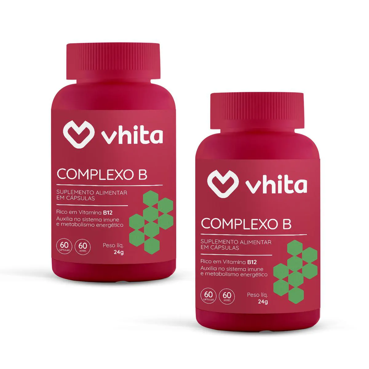 Vitamina B com Manganês para Apoiar o Metabolismo - Complexo B Vhita 2 Potes