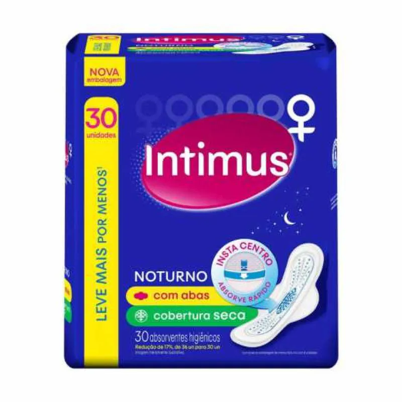 Absorvente Intimus Noturno Seca com Abas - Leve Mais por Menos 30 unidades