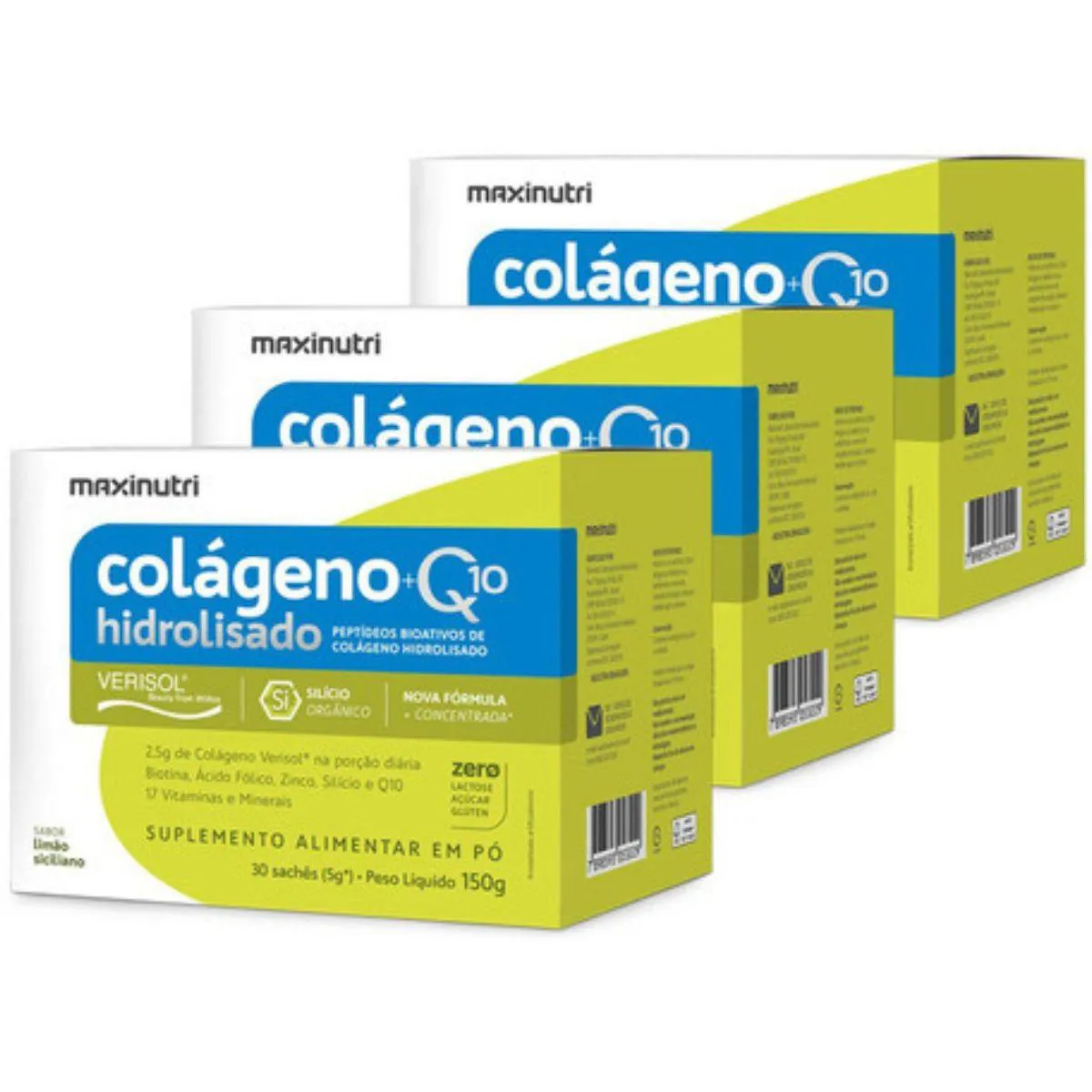 Kit3x-colág. Hidro. 2em1- Verisol® +q10 30 Saches 5 G-uva Verde