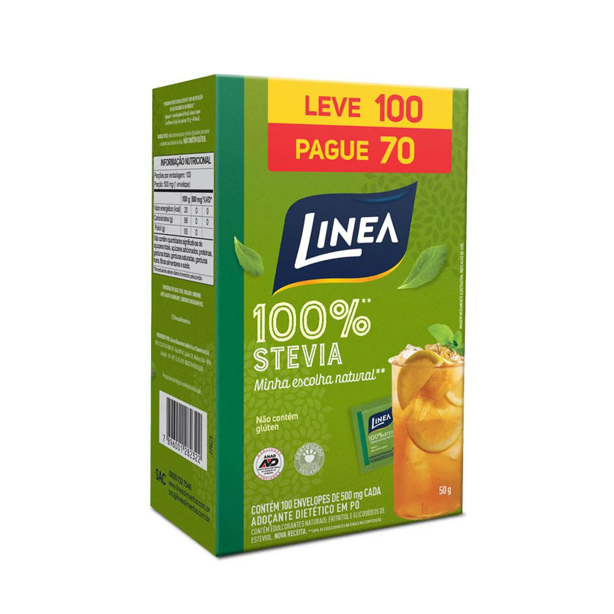 Adoçante em Pó Linea 100% Stevia 100 sachês
