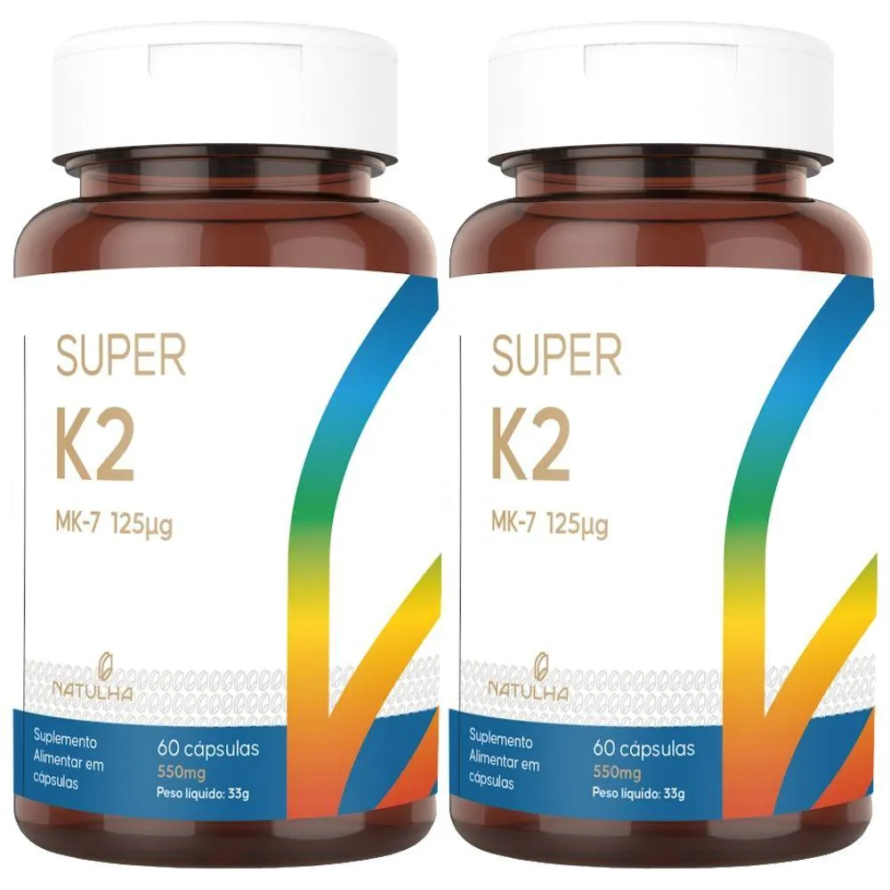 Kit 2x Super K2 (menaquinona-7) 125mcg 60 cápsulas - Natulha