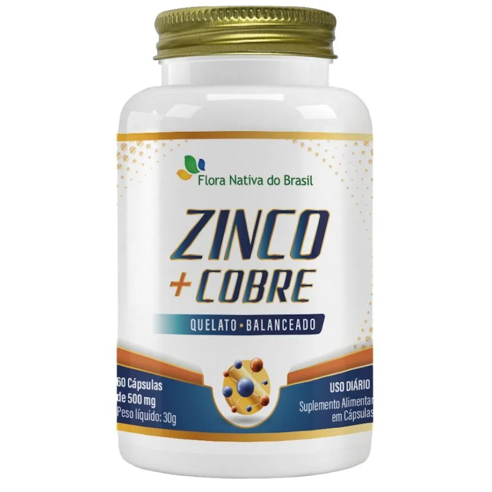 Zinco + Cobre Quelato 60 cápsulas - Flora Nativa
