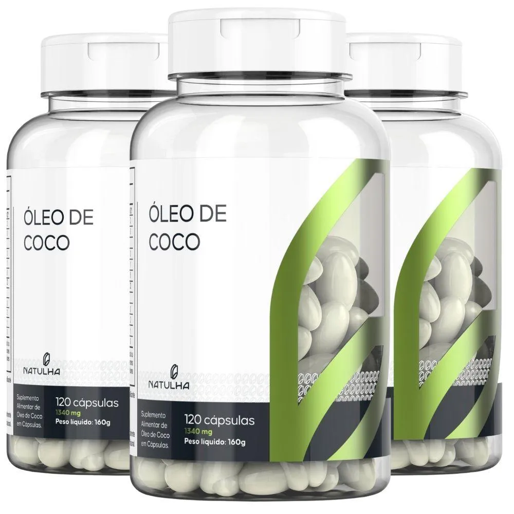 Kit 3x Óleo de Coco 1340mg 120 cápsulas - Natulha