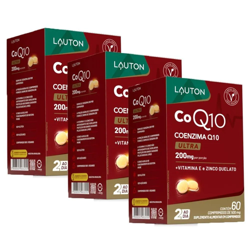 Kit 3x Coenzima Q10 Ultra 200mg 60 comprimidos - Lauton