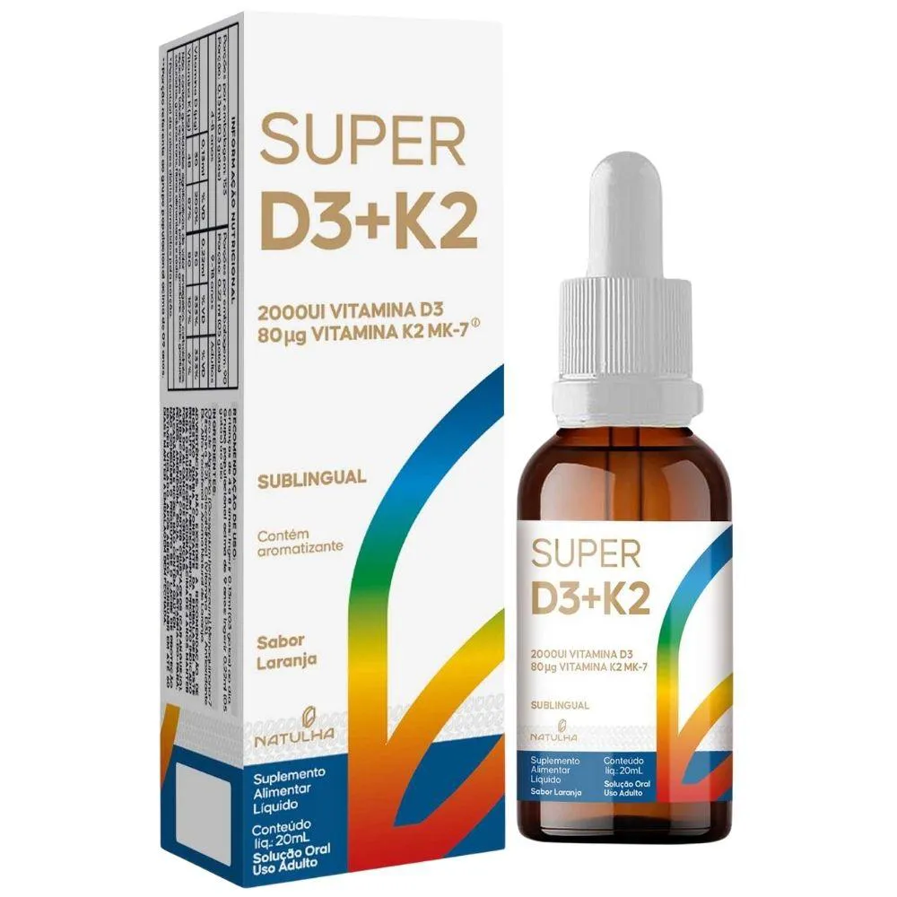 Super D3 + K2 Sublingual em Gotas 20ml - Natulha Laranja
