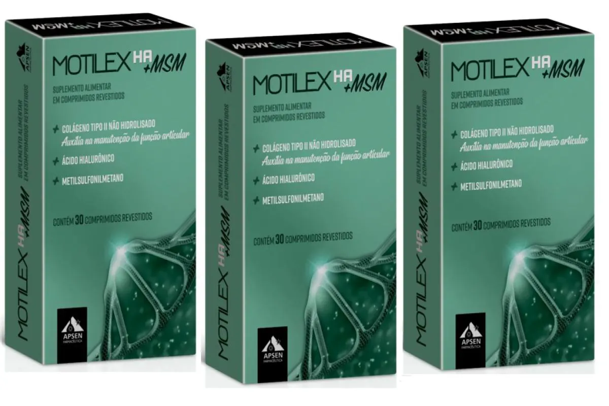 Motilex Ha+msm Kit C/3 Caixas C/30 comprimidos Cada - Colágeno Tipo 2 + Ácido Hialurônico + Msm = Metilsulfonilmetano + Vitamina C