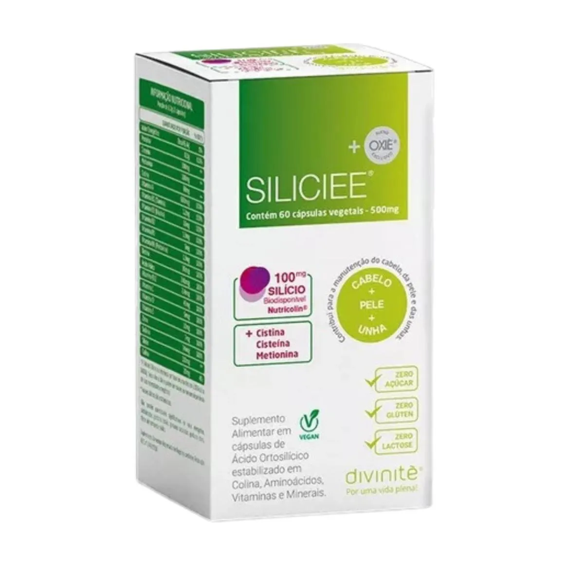 Suplemento Cabelos Unhas e Pele Siliciee C60 - Divinité