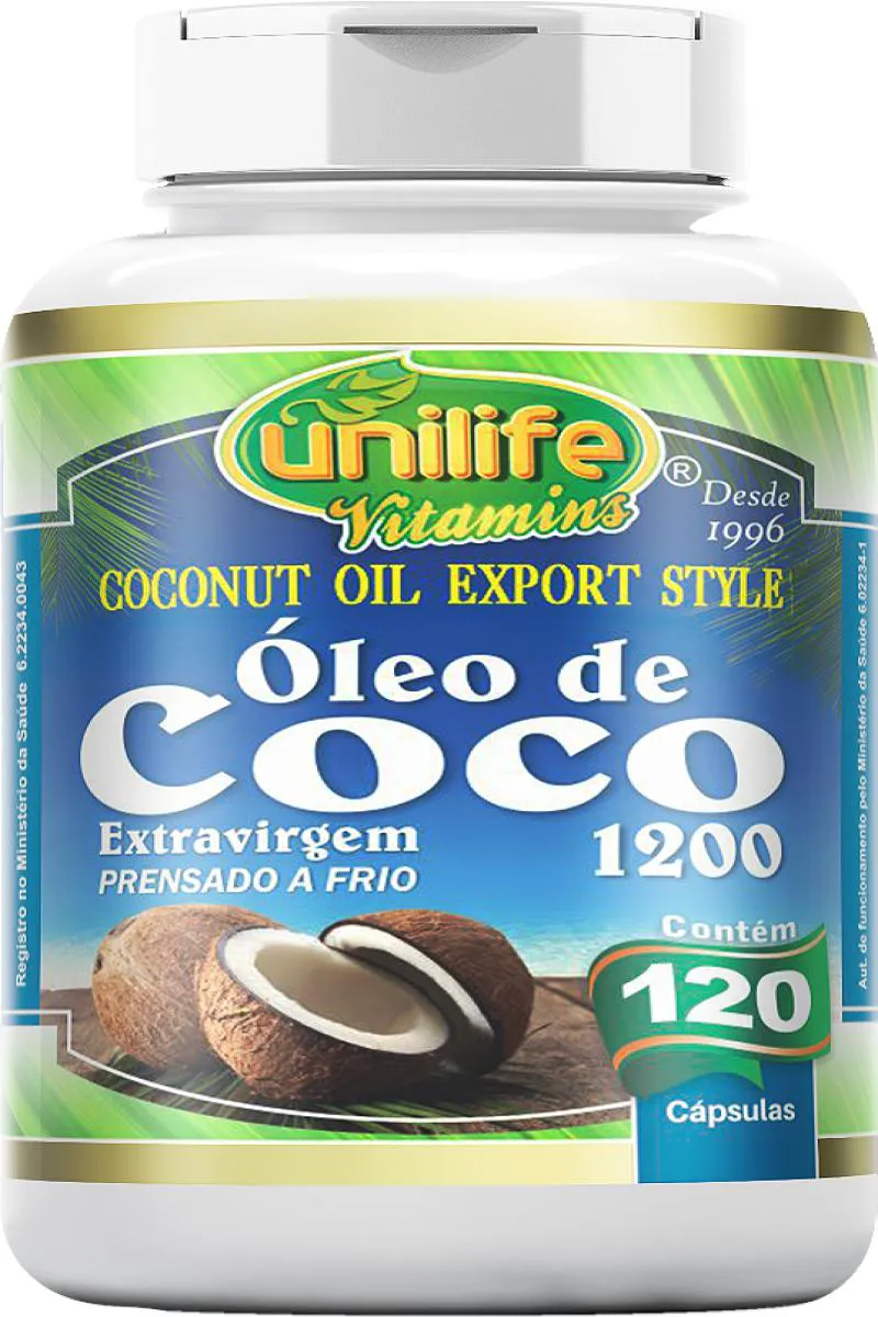 Óleo de Coco - Extra Virgem - 120 cápsulas 1200 Mg