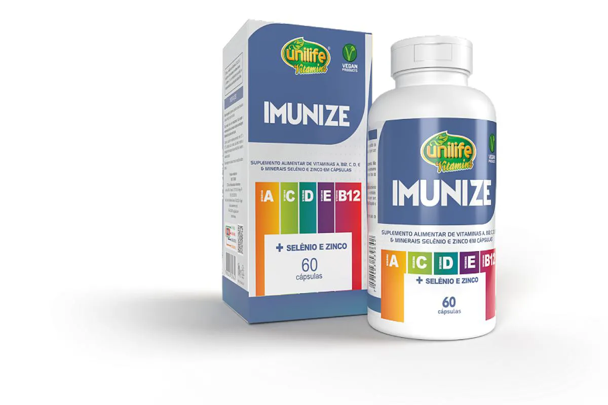 Imunize - Vitaminas A, C, D, E, B12 + Selênio e Zinco - 60 cápsulas