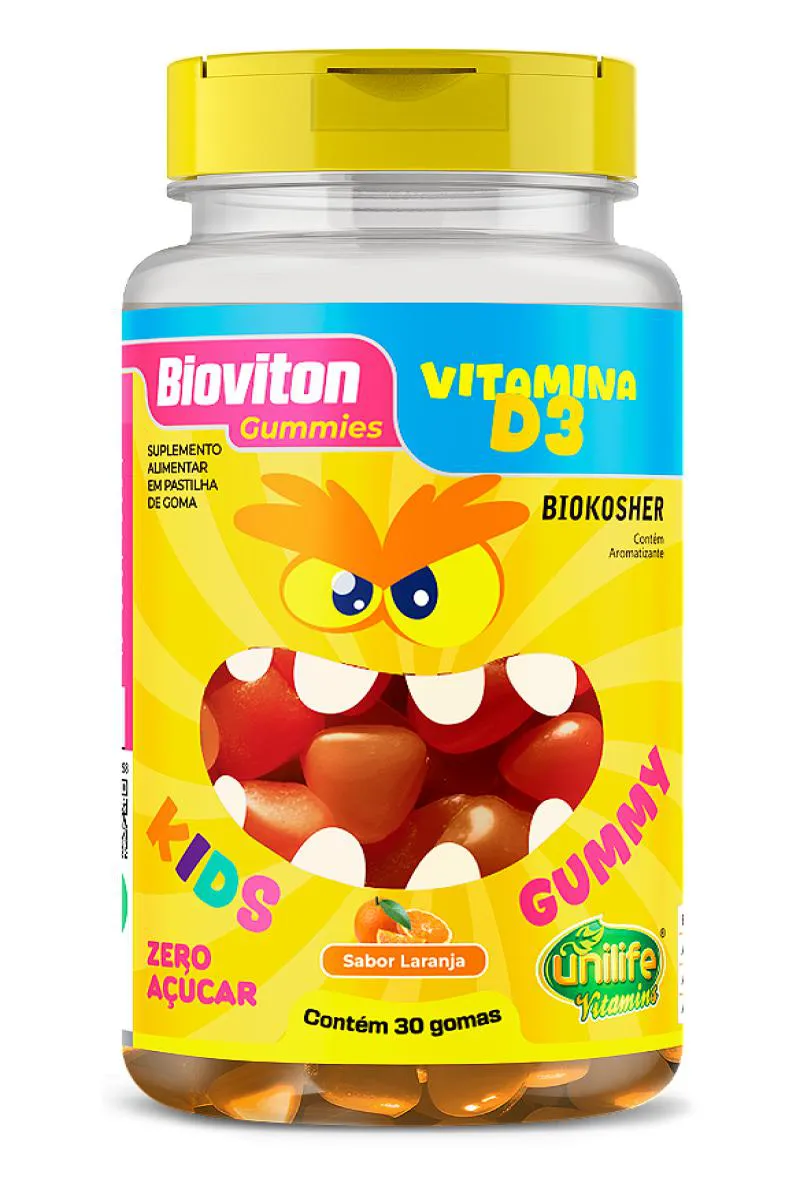 Vitamina D3 Bioviton - Sabor Laranja - Kids - 30 Gomas Mastigáveis
